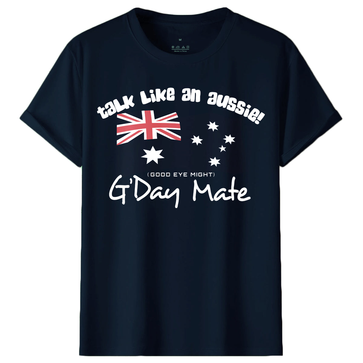 100% Cotton Australian Day Flag T - Shirt Aussie G'Day Mate Navy Souvenir Tee