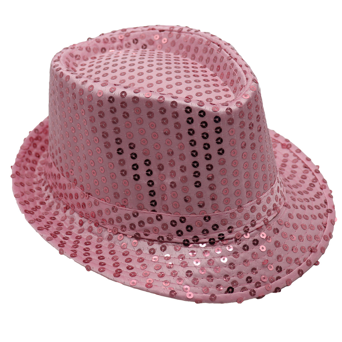 Adults Kids Unisex Sequin Fedora Hat Dance Cap Solid Jazz Party Glitter