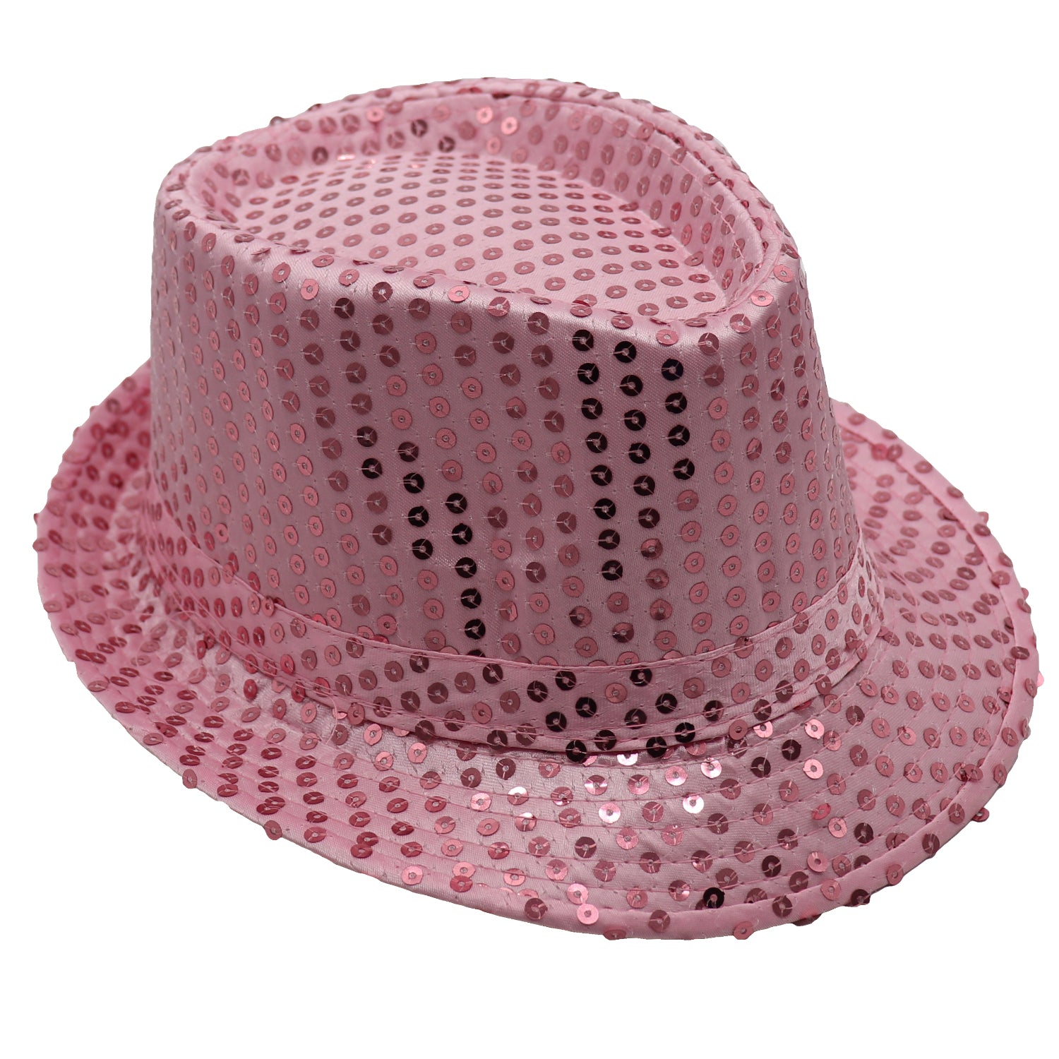 Adults Kids Unisex Sequin Fedora Hat Dance Cap Solid Jazz Party Glitter