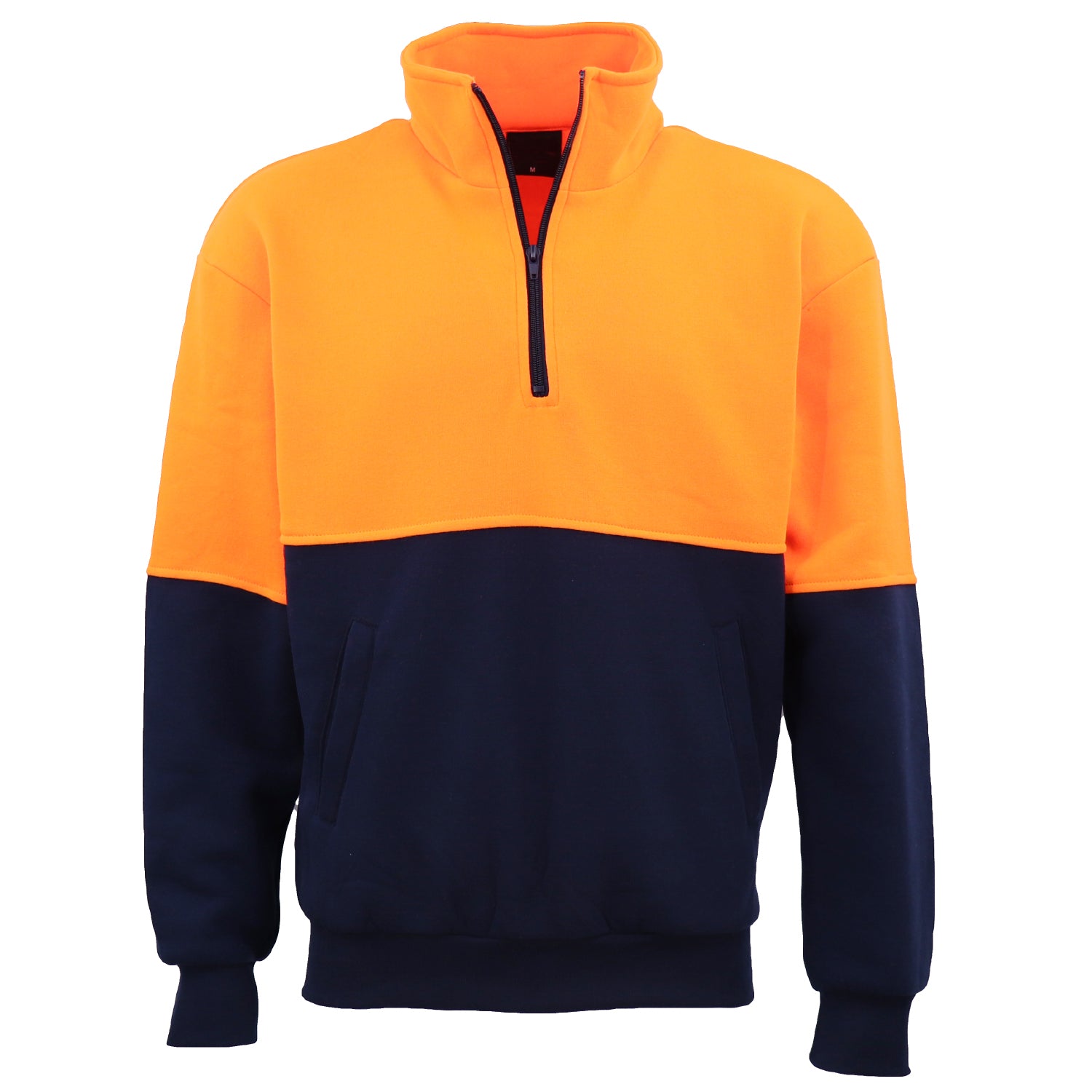 Hi Vis Safety Fleecy Half Zip Pullover Jumper Jacket Sweater Shirts Workwear