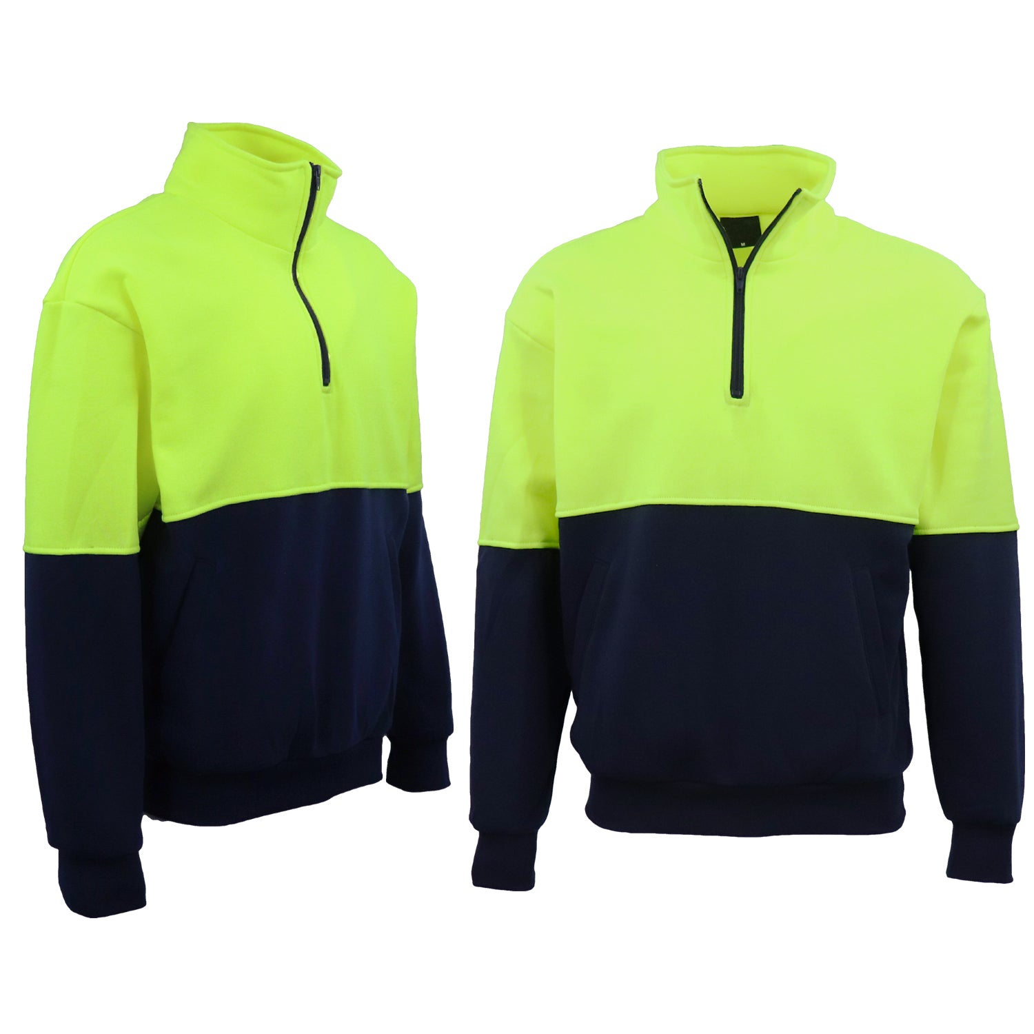 Hi Vis Safety Fleecy Half Zip Pullover Jumper Jacket Sweater Shirts Workwear