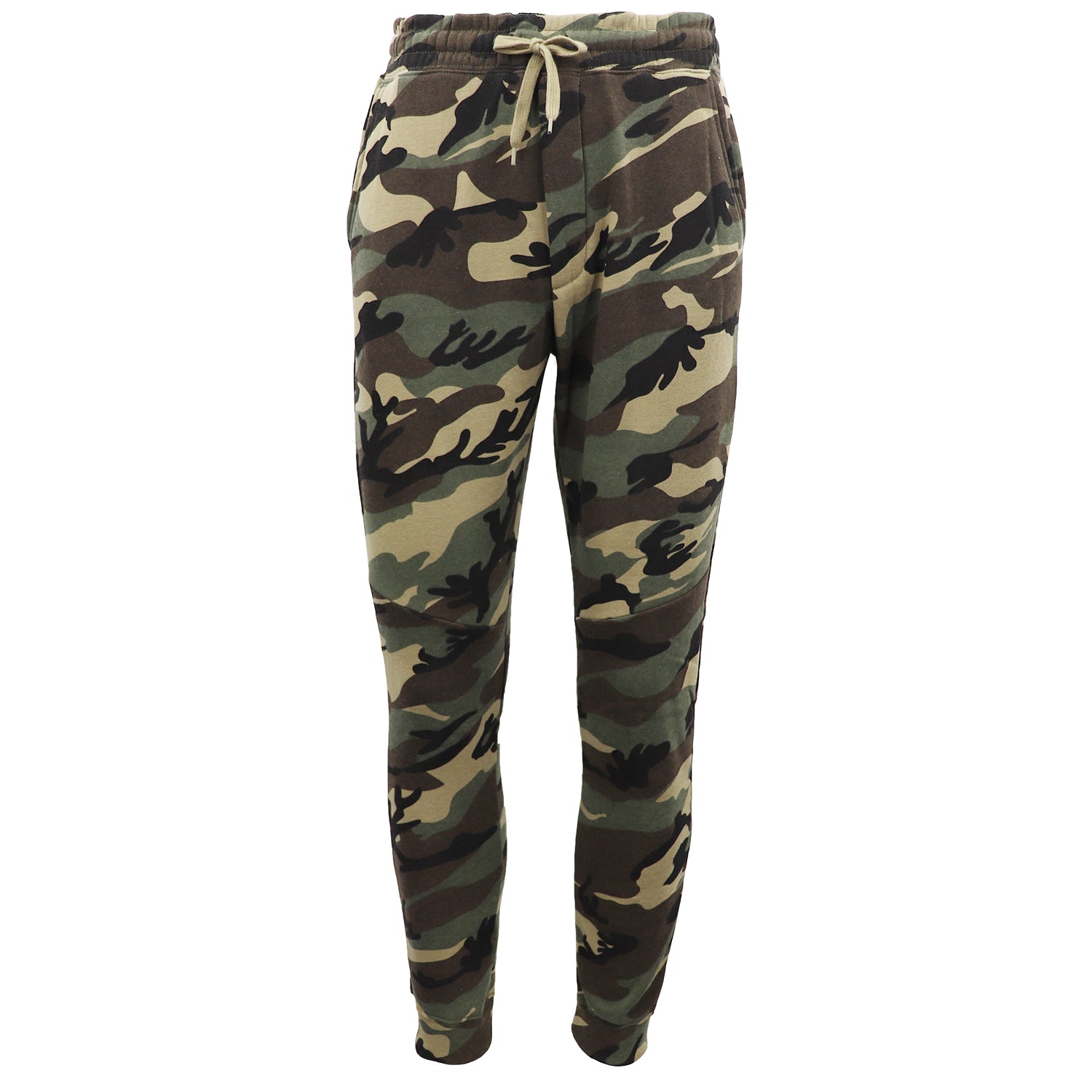 Men's Fleece Track Pants Military Camouflage Tactical Gym Trousers w Cuffed