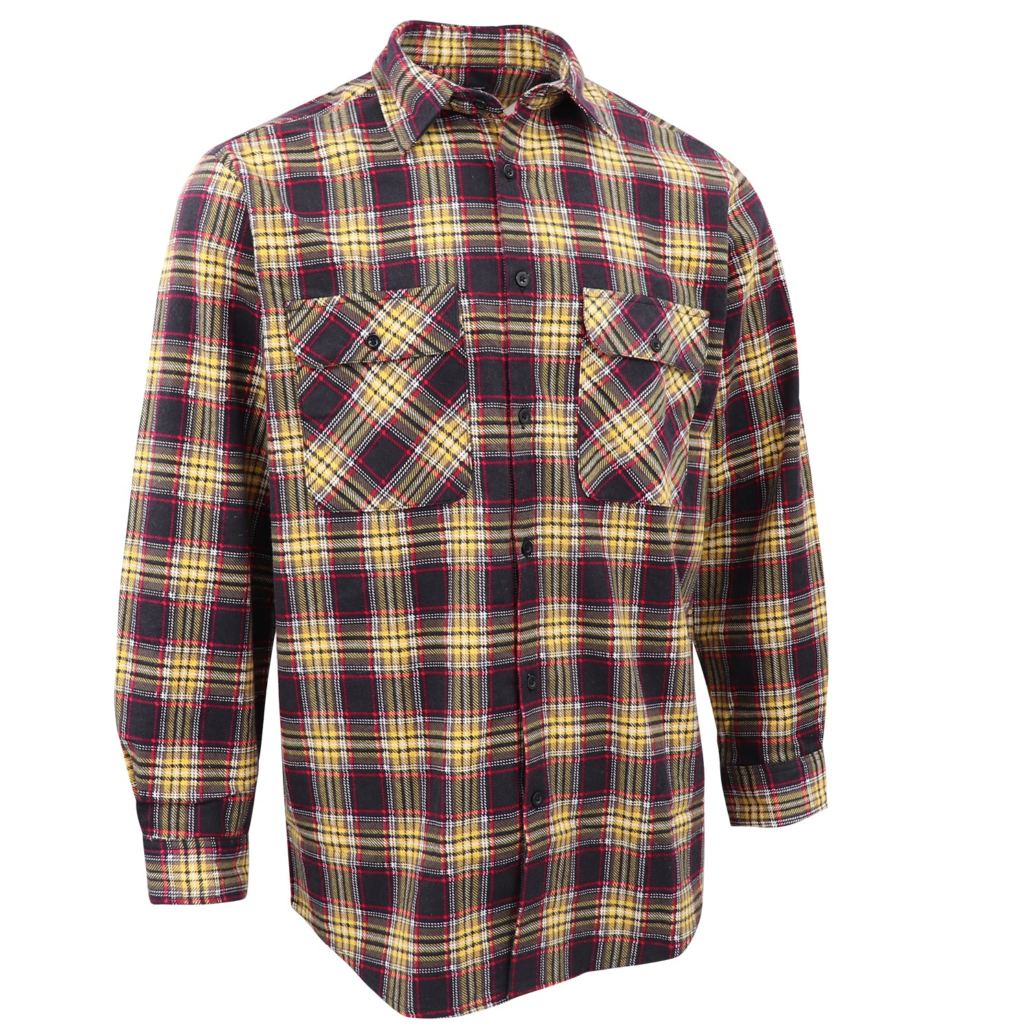 Men's 100% Cotton Flannelette Shirt Long Sleeve Plaid Check Flannel w Pockets
