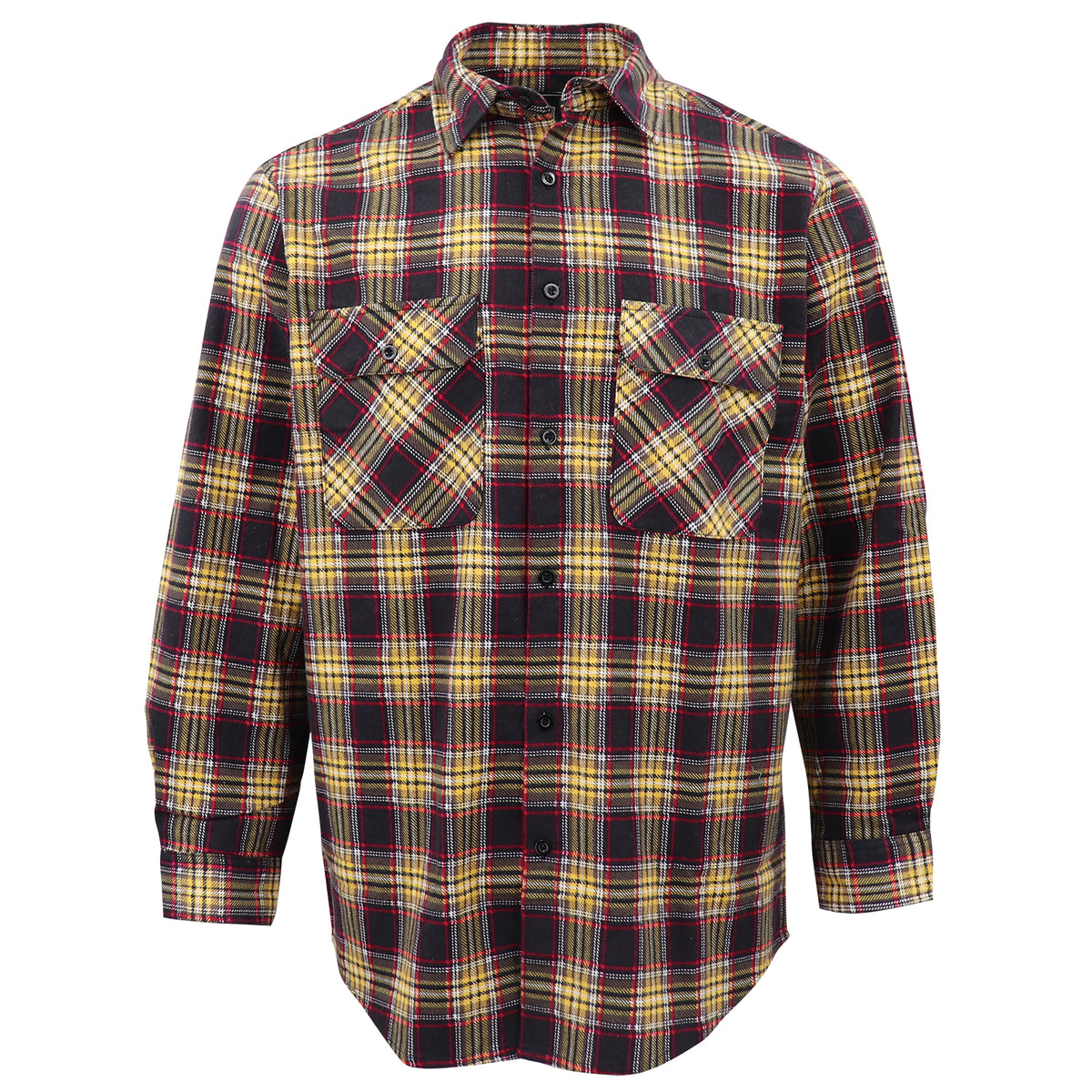 Men's 100% Cotton Flannelette Shirt Long Sleeve Plaid Check Flannel w Pockets