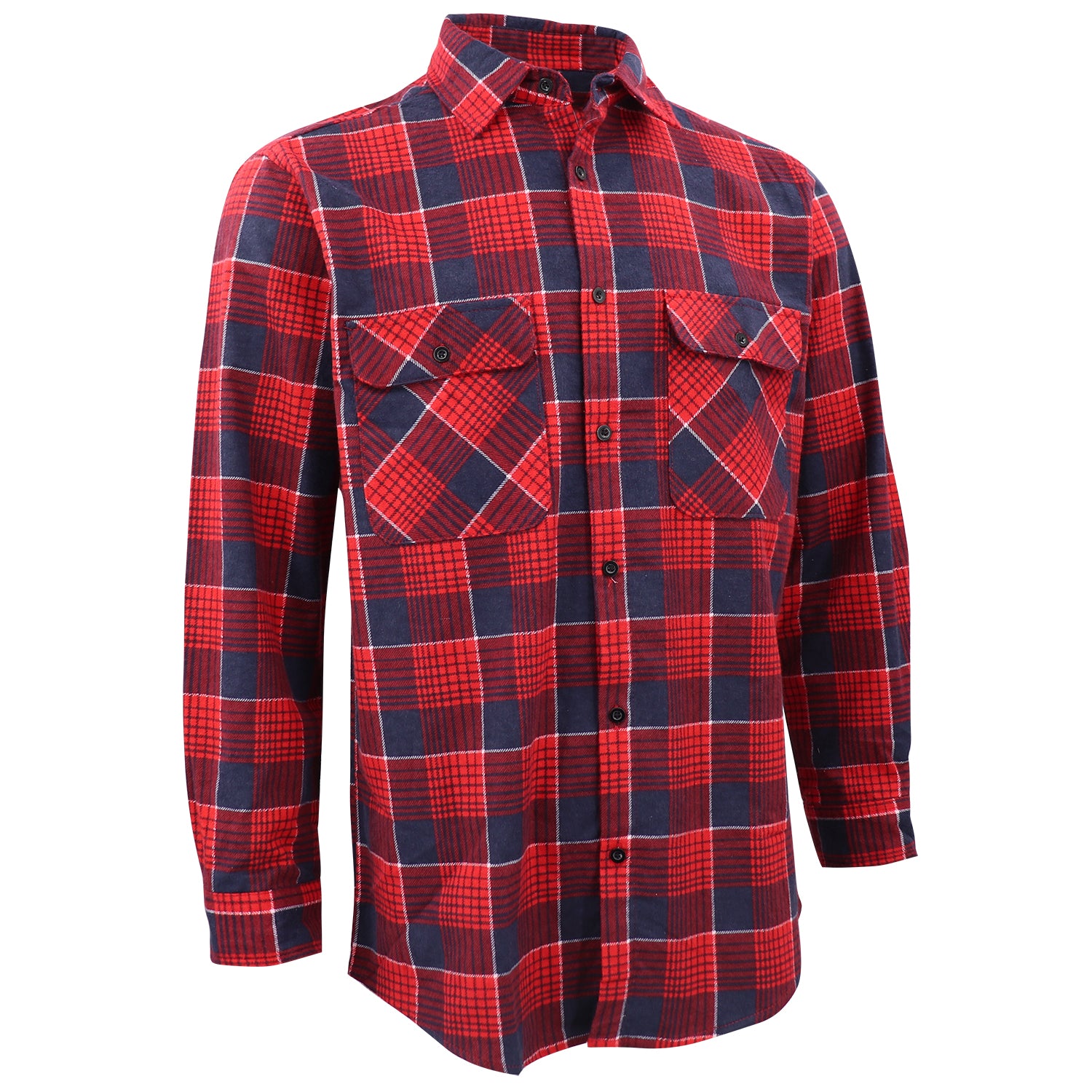 Men's 100% Cotton Flannelette Shirt Long Sleeve Plaid Check Flannel w Pockets