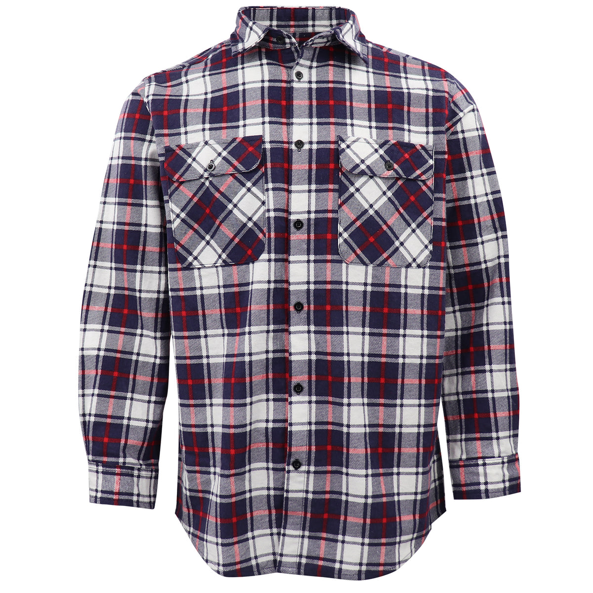 Men's 100% Cotton Flannelette Shirt Long Sleeve Plaid Check Flannel w Pockets