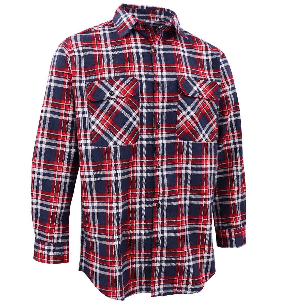 Men's 100% Cotton Flannelette Shirt Long Sleeve Plaid Check Flannel w Pockets