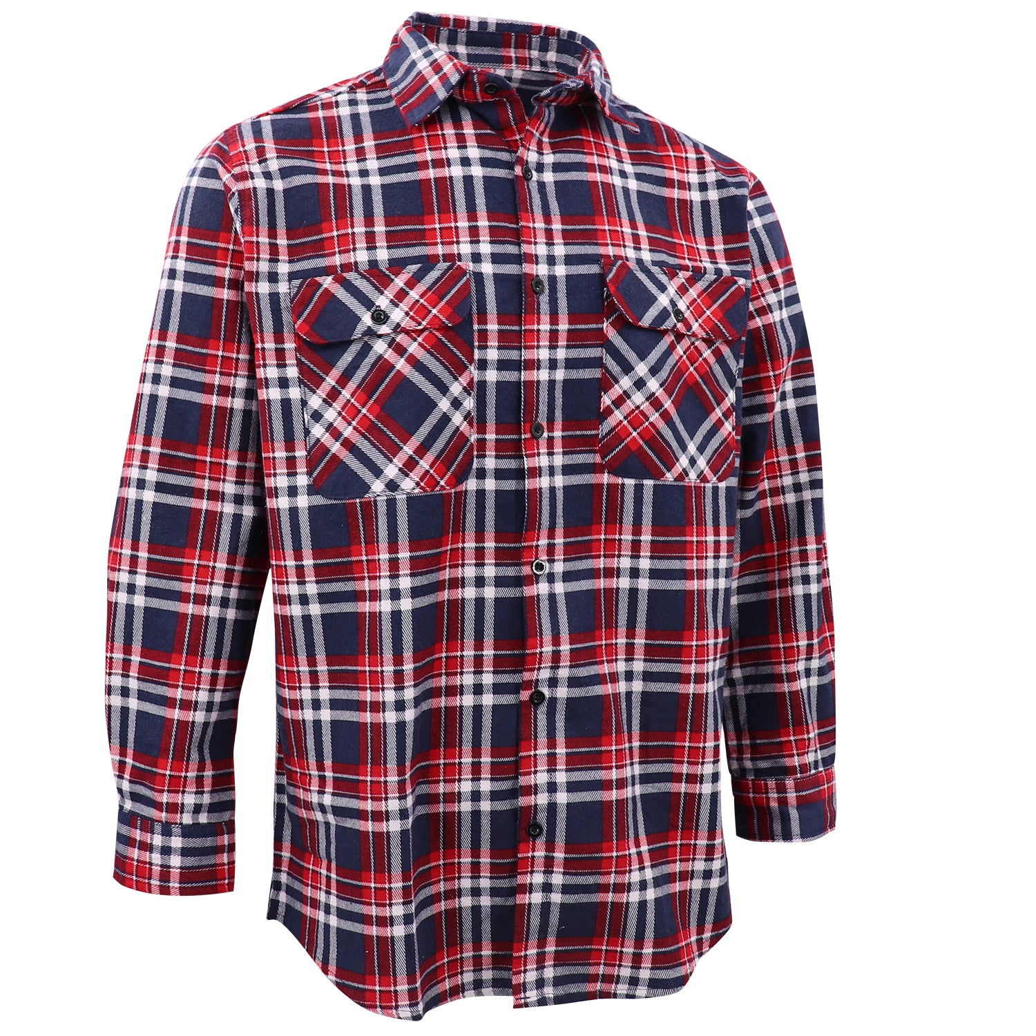 Men's 100% Cotton Flannelette Shirt Long Sleeve Plaid Check Flannel w Pockets