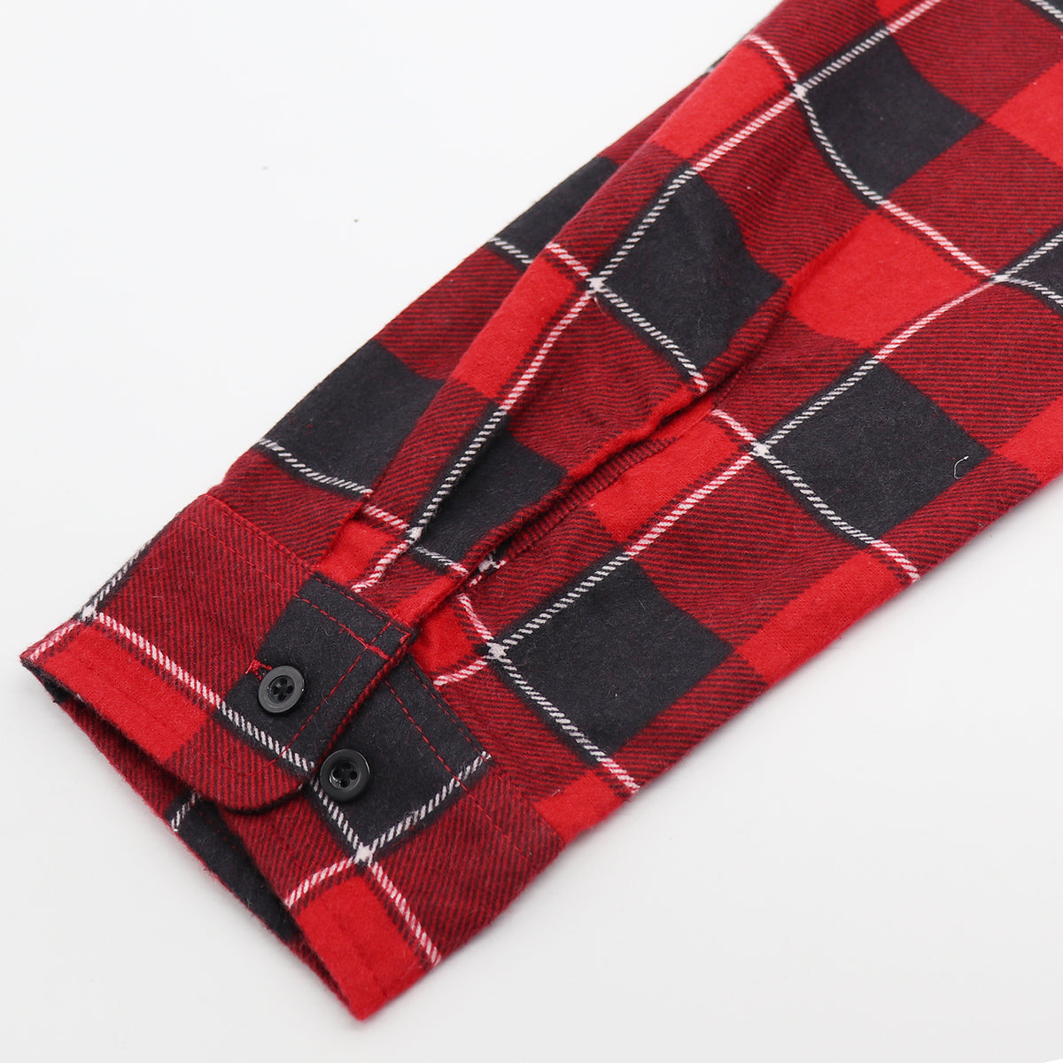 Men's 100% Cotton Flannelette Shirt Long Sleeve Plaid Check Flannel w Pockets