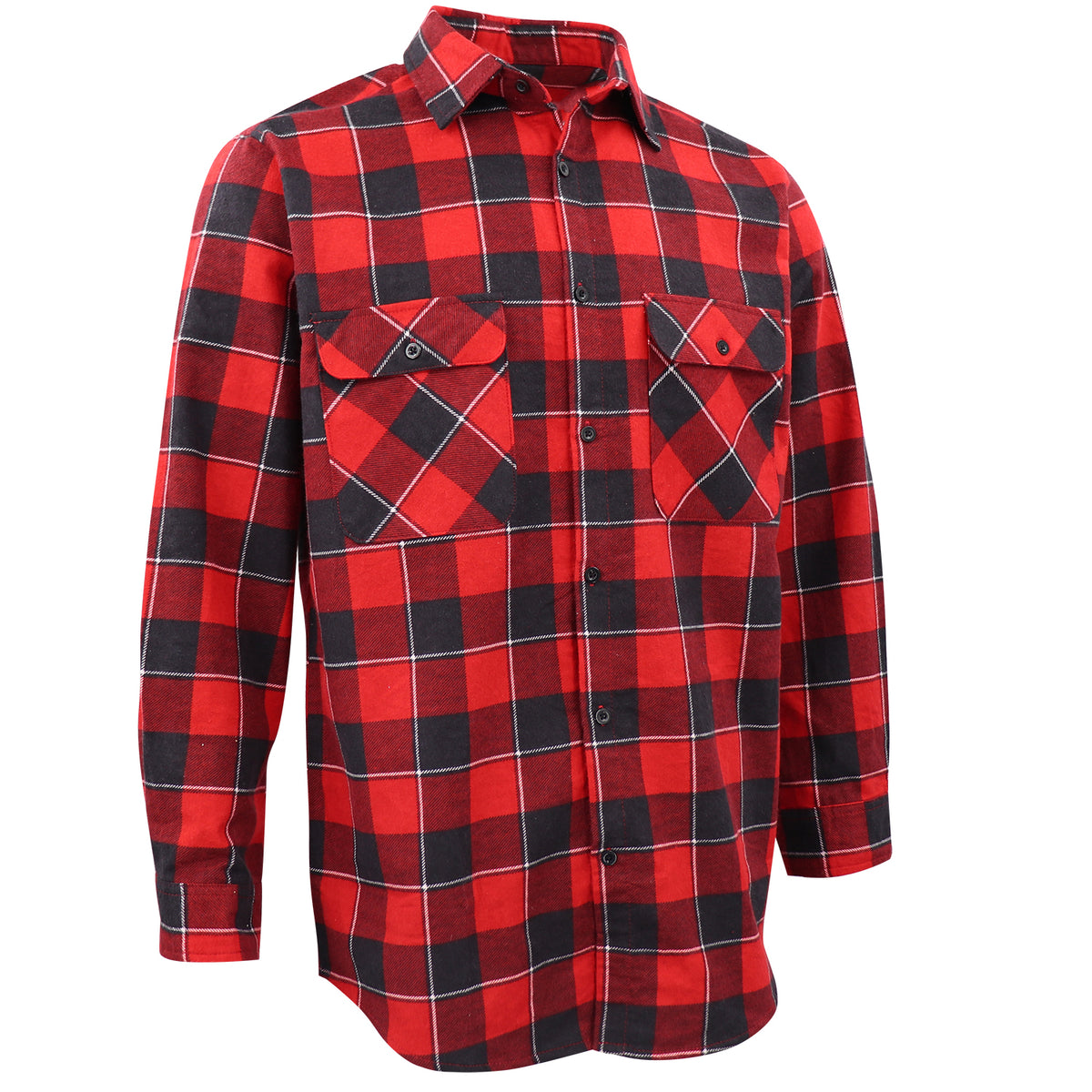 Men's 100% Cotton Flannelette Shirt Long Sleeve Plaid Check Flannel w Pockets