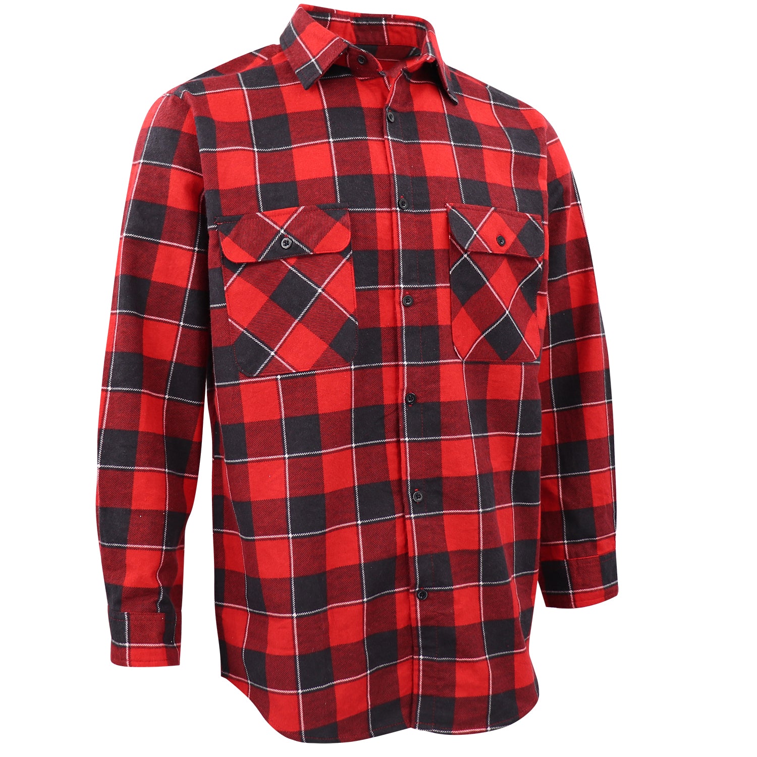 Men's 100% Cotton Flannelette Shirt Long Sleeve Plaid Check Flannel w Pockets