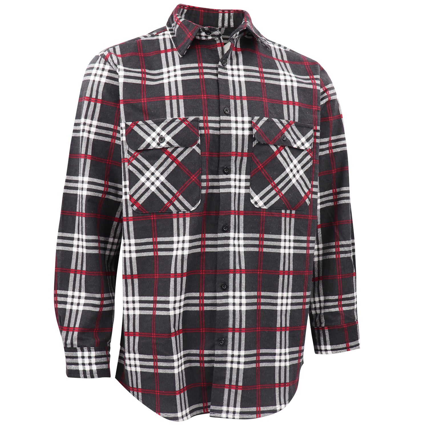 Men's 100% Cotton Flannelette Shirt Long Sleeve Plaid Check Flannel w Pockets