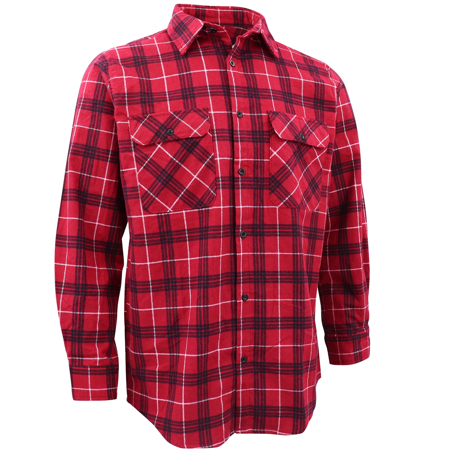 Men's 100% Cotton Flannelette Shirt Long Sleeve Plaid Check Flannel w Pockets