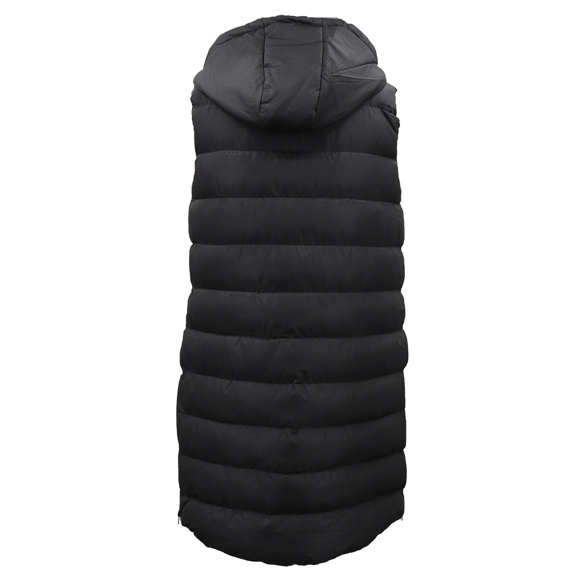 Women's Longline Padded Vest Hooded Jacket Puffer Puffy Quilted Zip Coat