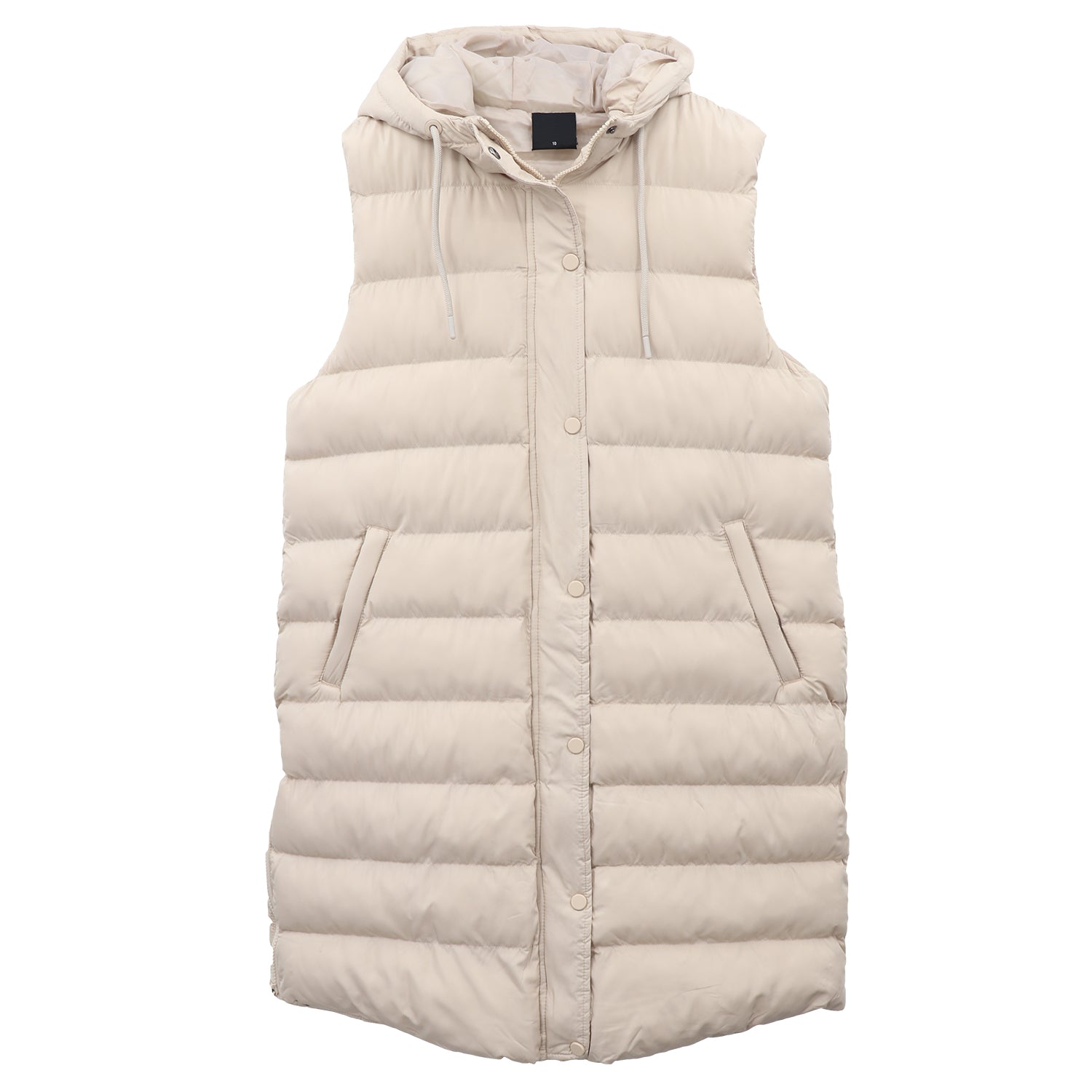 Women's Longline Padded Vest Hooded Jacket Puffer Puffy Quilted Zip Coat