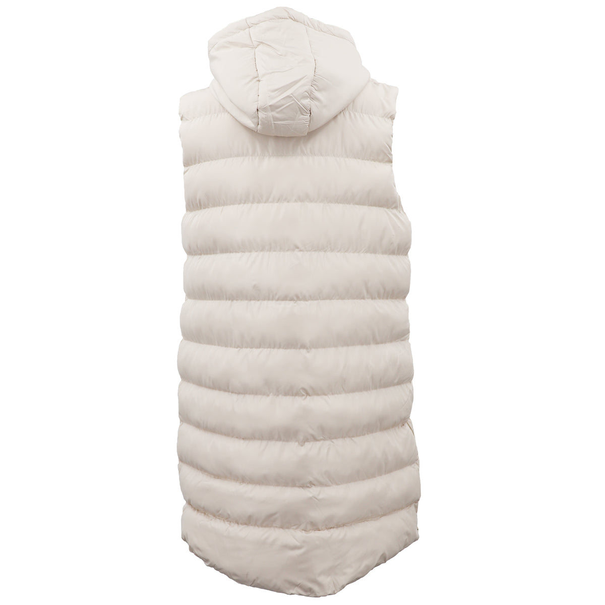 Women's Longline Padded Vest Hooded Jacket Puffer Puffy Quilted Zip Coat