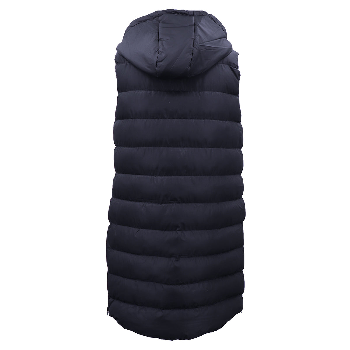 Women's Longline Padded Vest Hooded Jacket Puffer Puffy Quilted Zip Coat