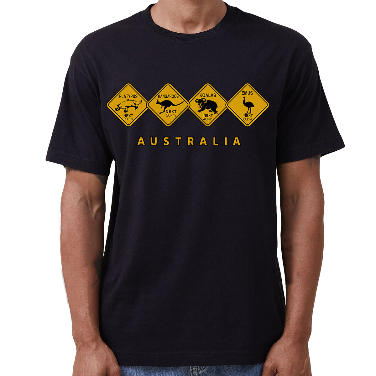 Unisex 100% Cotton T - Shirt Australia Wildlife Road Sign Souvenir Tee Tops