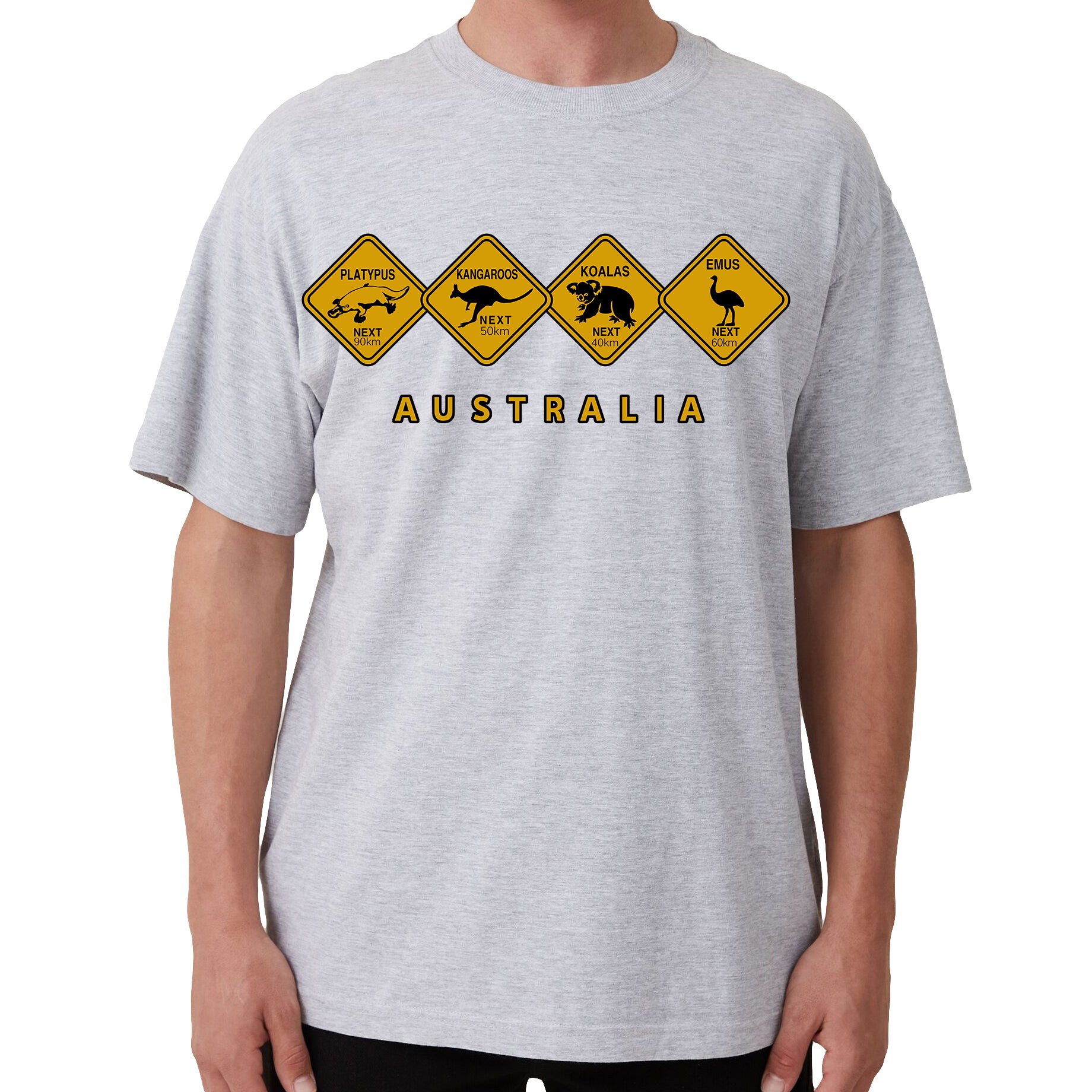 Unisex 100% Cotton T - Shirt Australia Wildlife Road Sign Souvenir Tee Tops