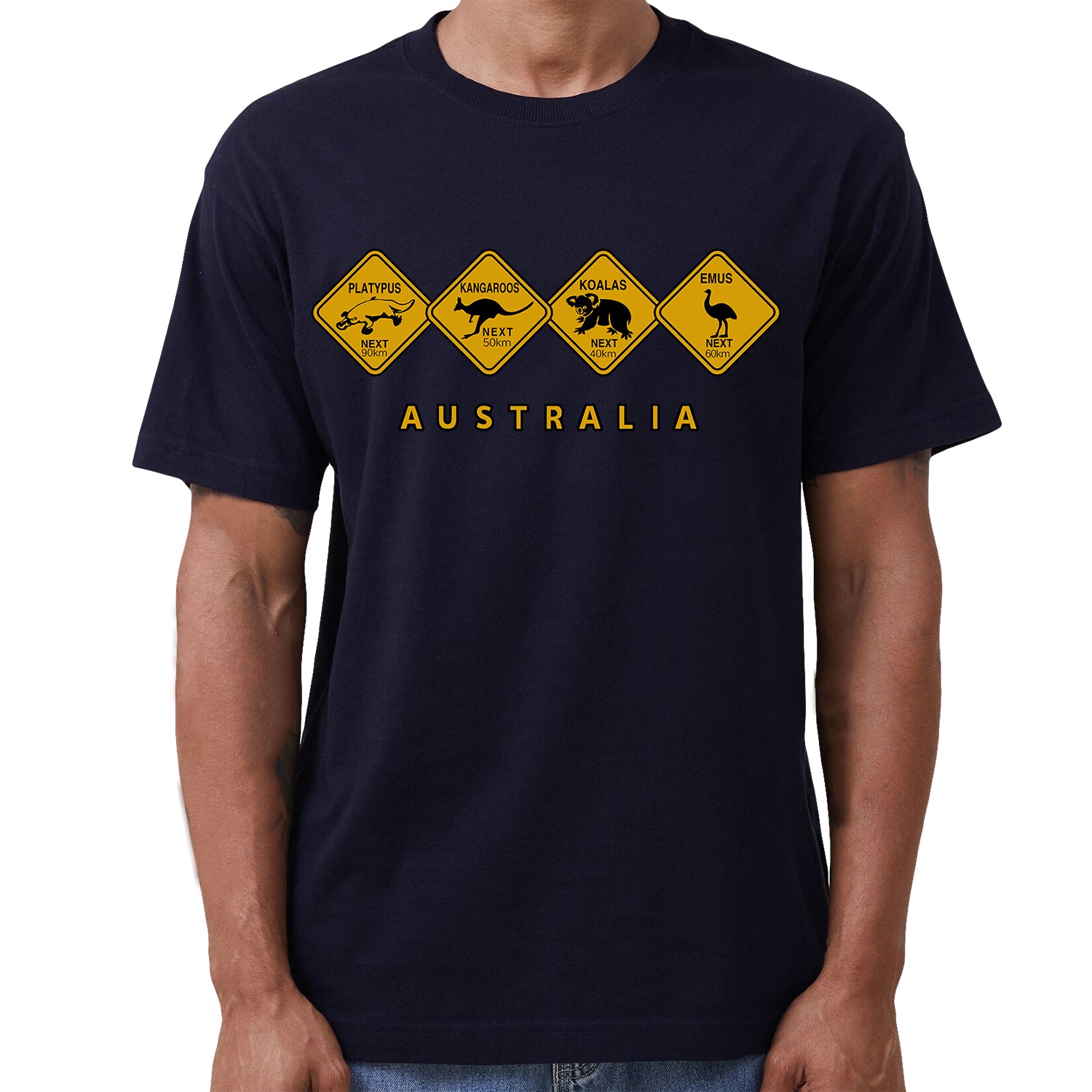 Unisex 100% Cotton T - Shirt Australia Wildlife Road Sign Souvenir Tee Tops
