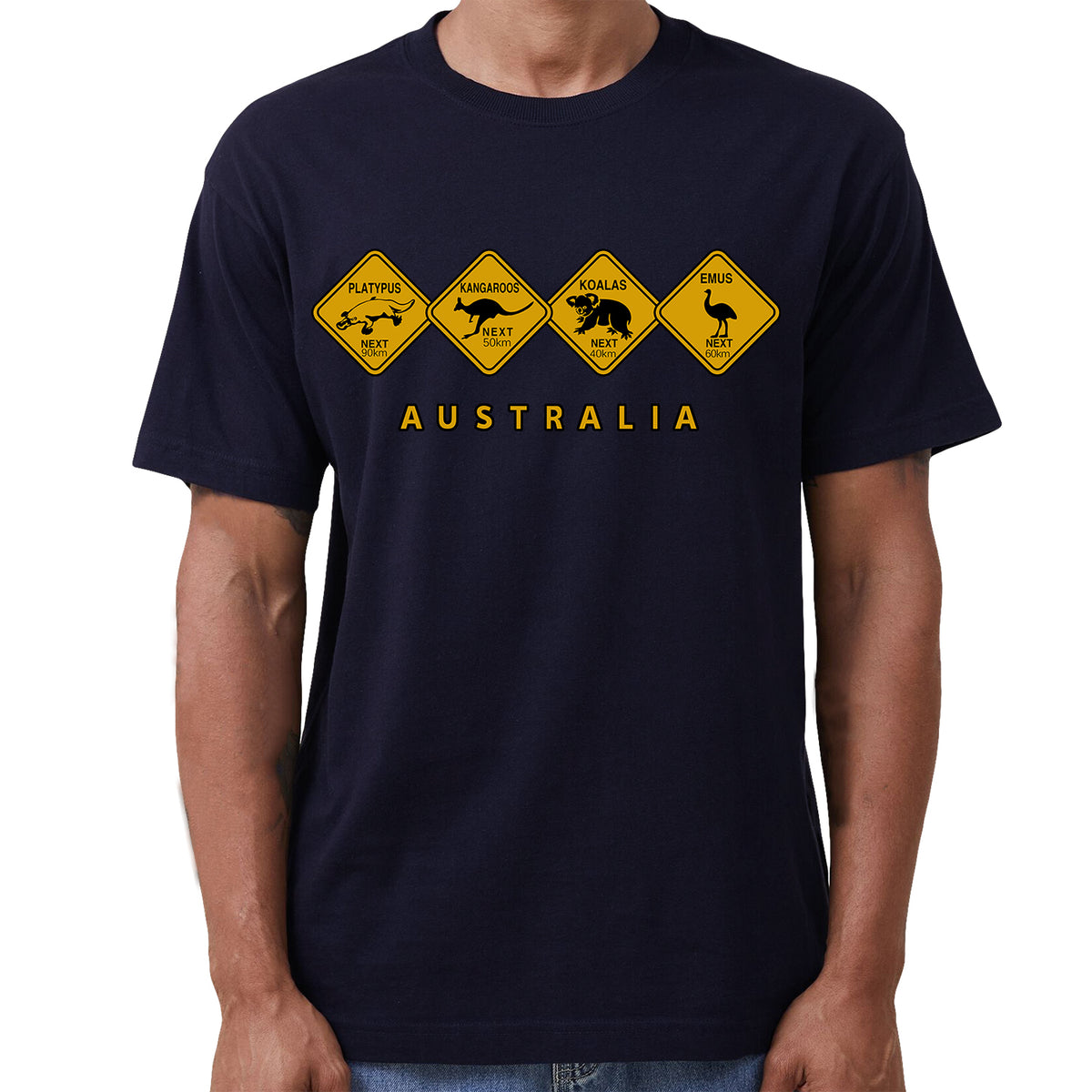 Unisex 100% Cotton T - Shirt Australia Wildlife Road Sign Souvenir Tee Tops