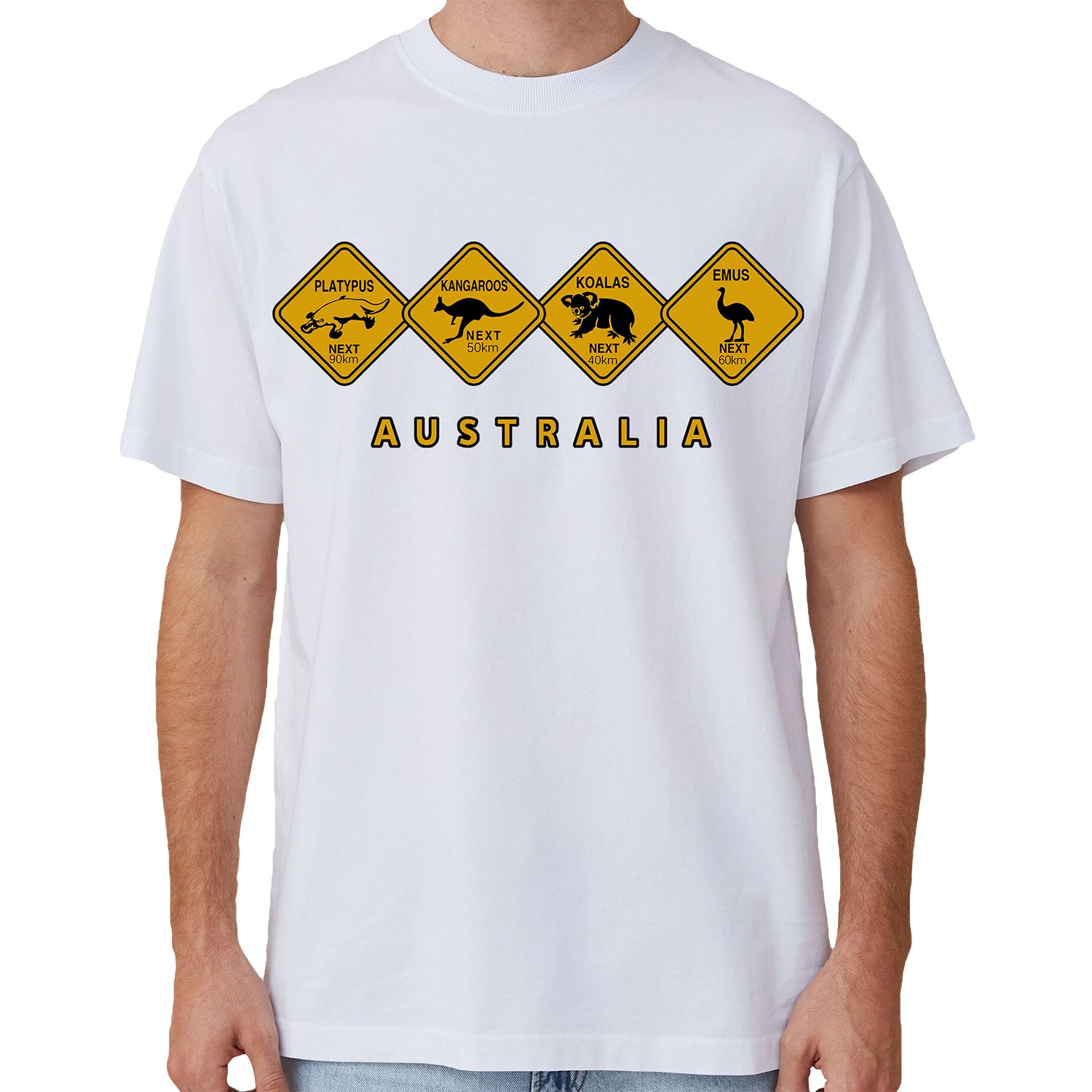 Unisex 100% Cotton T - Shirt Australia Wildlife Road Sign Souvenir Tee Tops