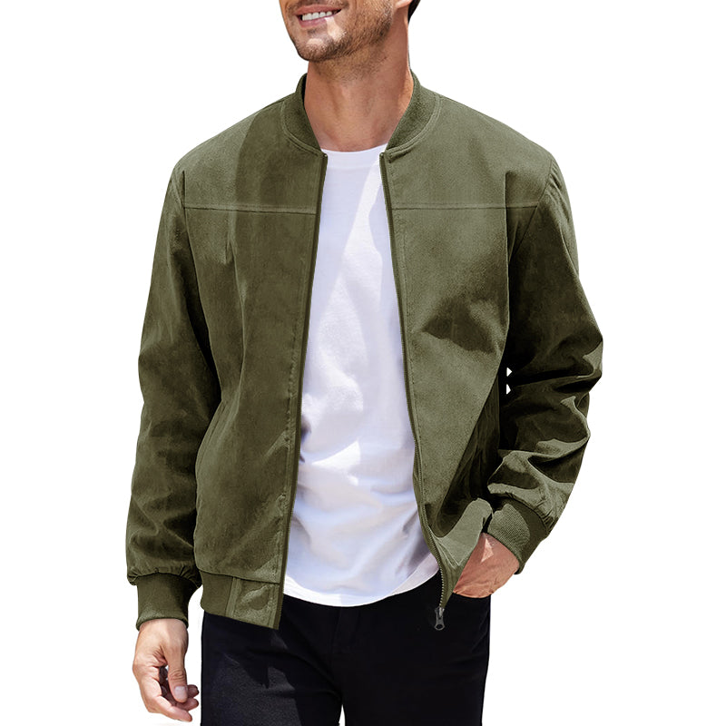 Men's Varsity Bomber Flight Jacket Breathable Windbreaker Zip Coat Faux