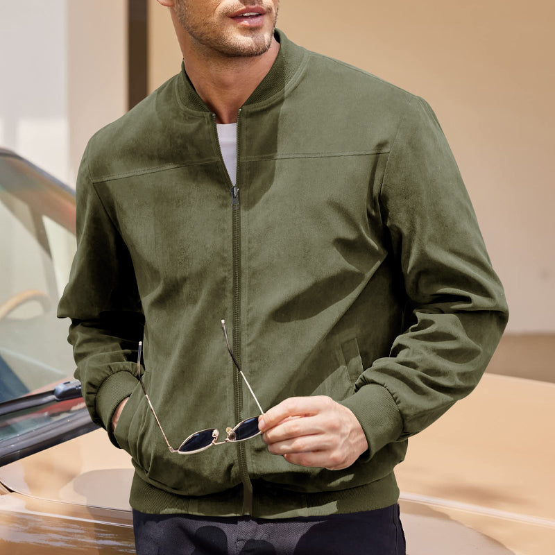 Men's Varsity Bomber Flight Jacket Breathable Windbreaker Zip Coat Faux