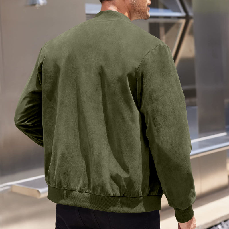 Men's Varsity Bomber Flight Jacket Breathable Windbreaker Zip Coat Faux