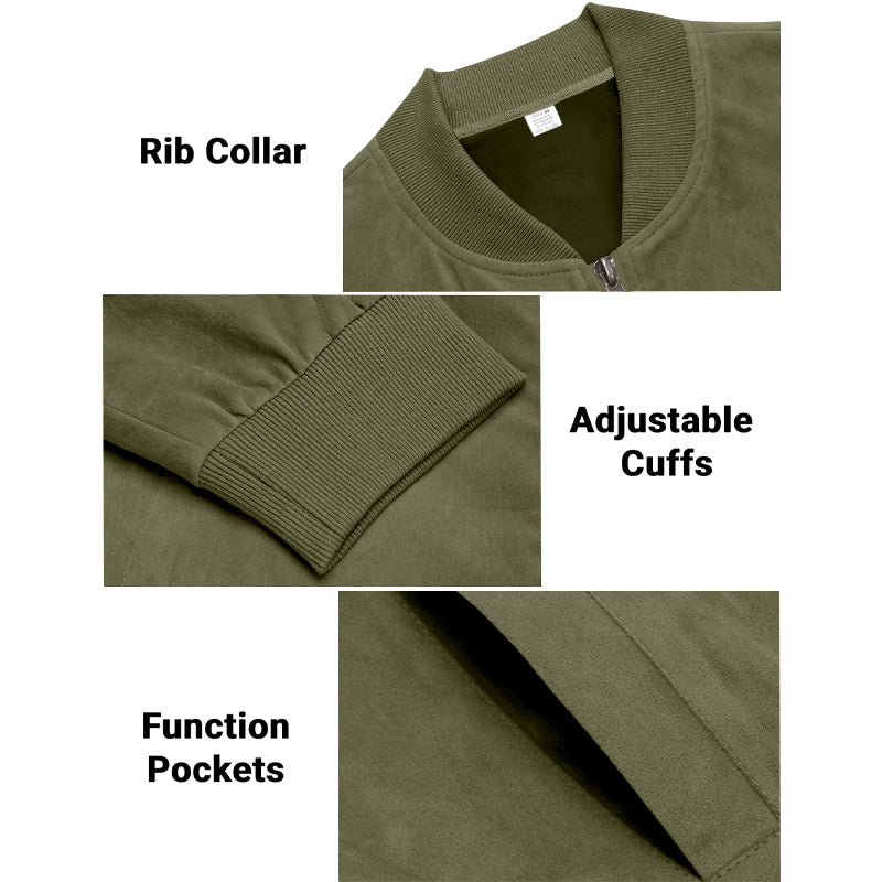 Men's Varsity Bomber Flight Jacket Breathable Windbreaker Zip Coat Faux