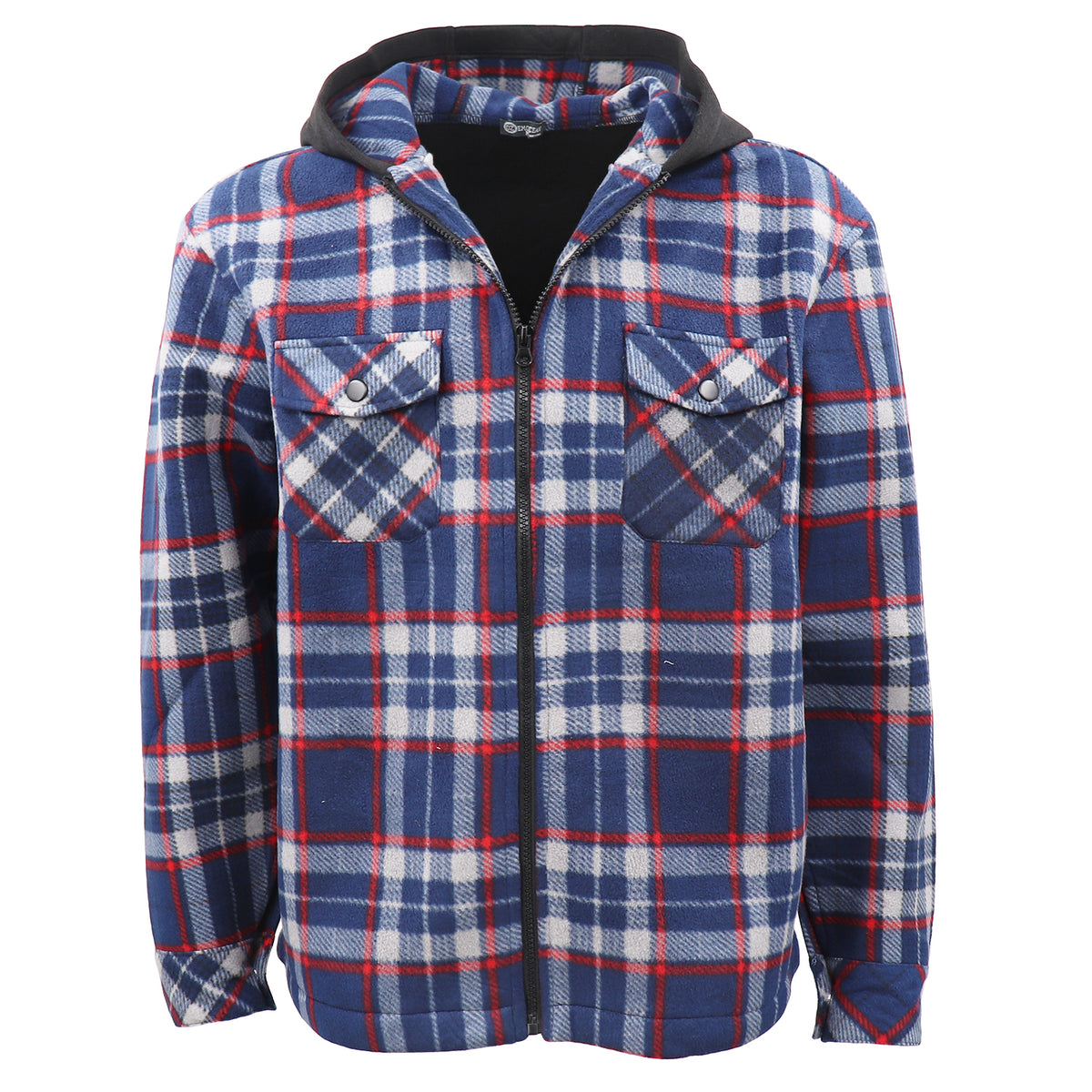 Men's Hooded Flannel Jacket Flannelette Plaid Fleece Shirt Zip Up Winter Coat