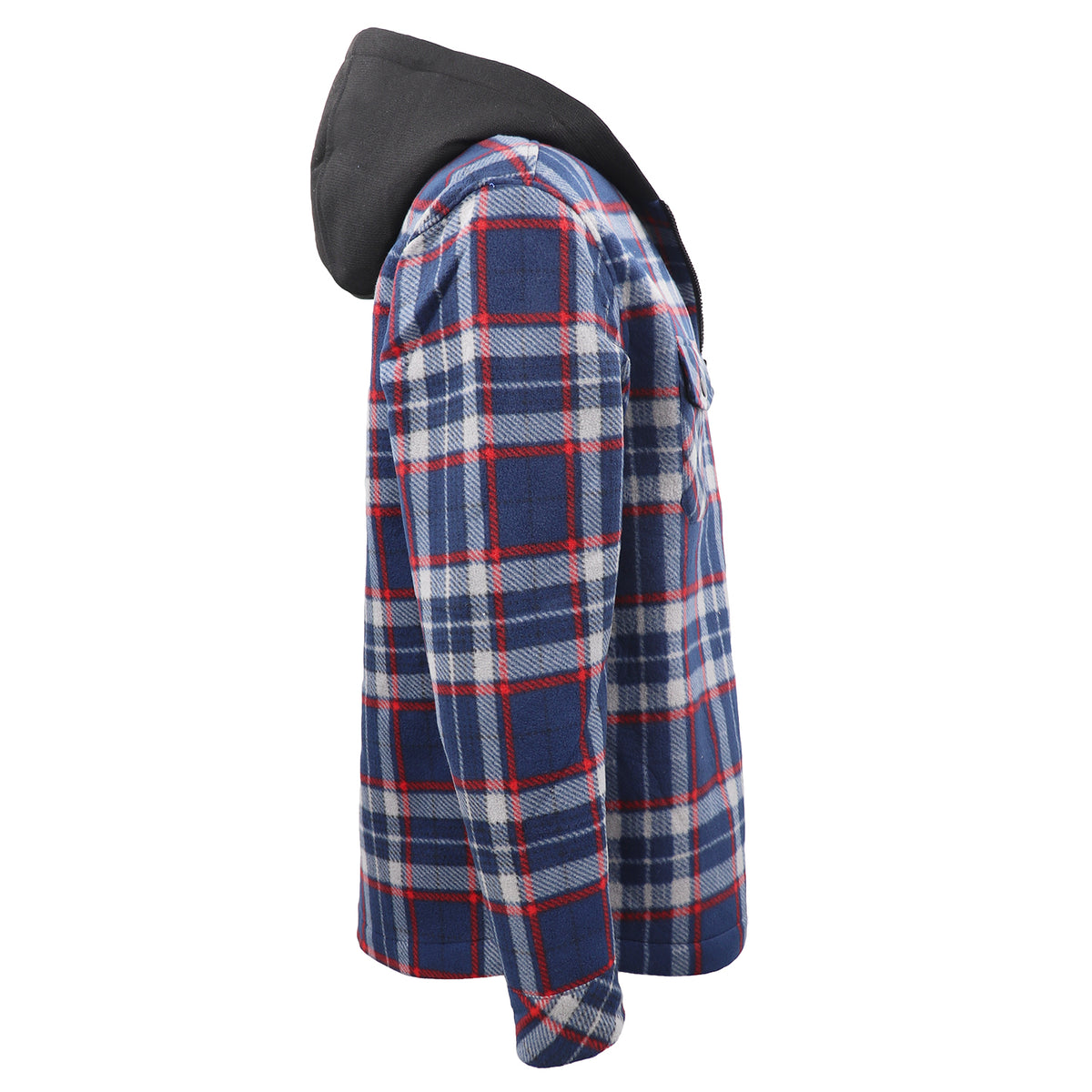 Men's Hooded Flannel Jacket Flannelette Plaid Fleece Shirt Zip Up Winter Coat