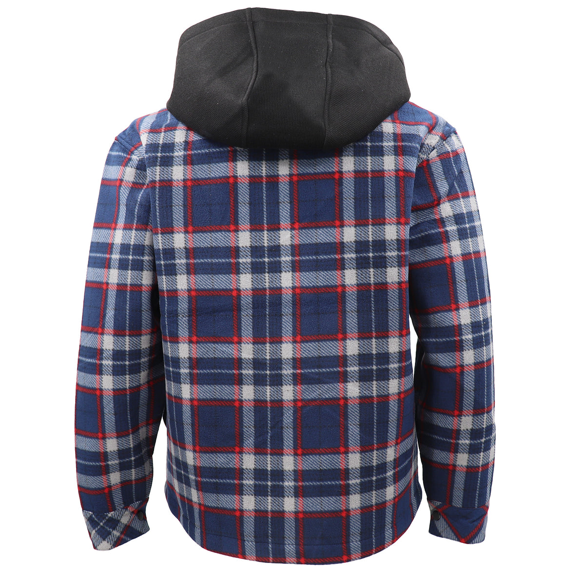 Men's Hooded Flannel Jacket Flannelette Plaid Fleece Shirt Zip Up Winter Coat