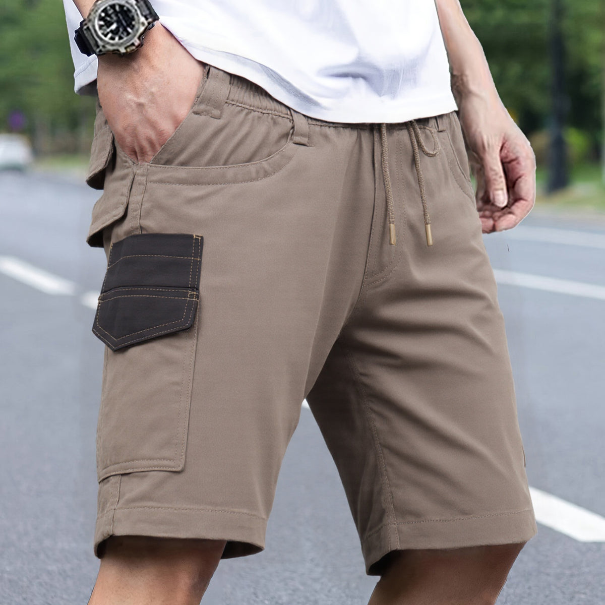 Mens Cargo Cotton Work Shorts 10 Pockets Tradies Utility Pants Workwear