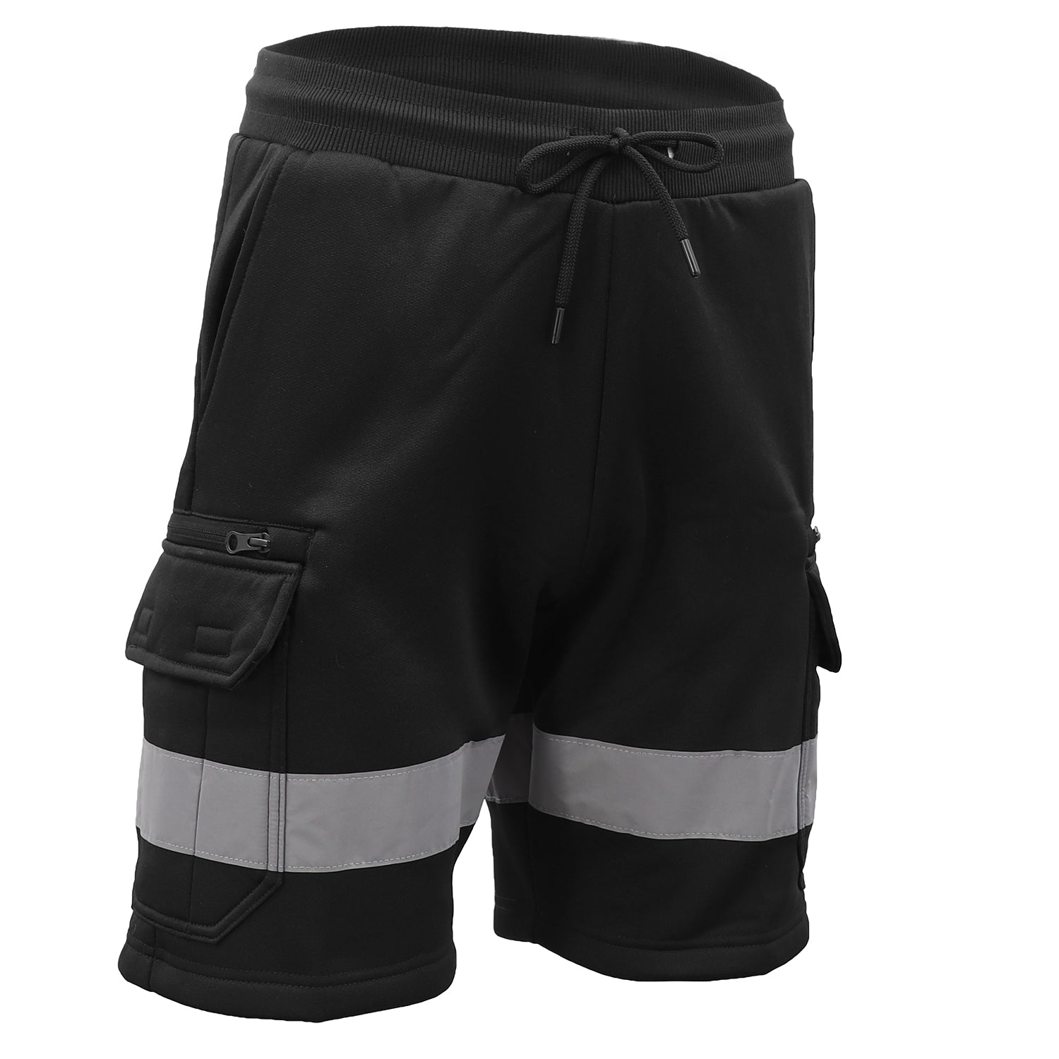 Hi Vis Fleece Work Cargo Shorts w Reflective Tape Workwear Tradie Utility