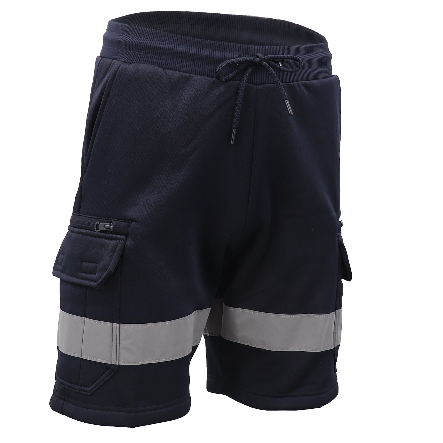 Hi Vis Fleece Work Cargo Shorts w Reflective Tape Workwear Tradie Utility