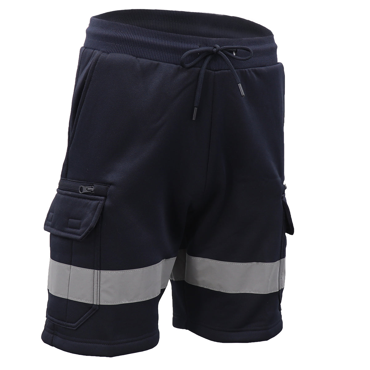 Hi Vis Fleece Work Cargo Shorts w Reflective Tape Workwear Tradie Utility