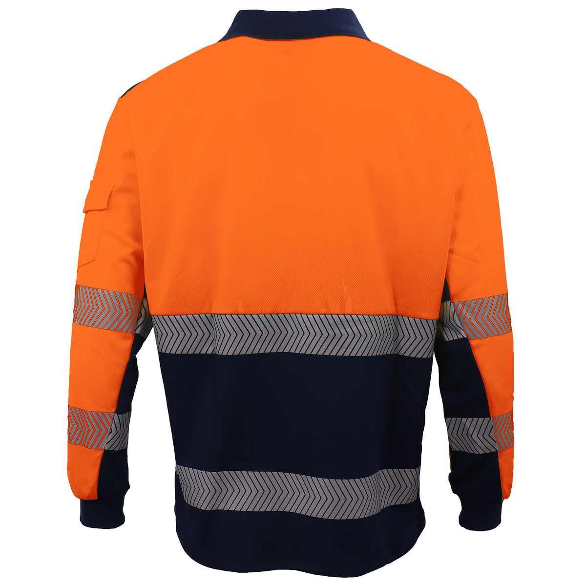 HI VIS Long Sleeve Polo Shirt Reflective Tape Safety Tradie Work Wear Tops