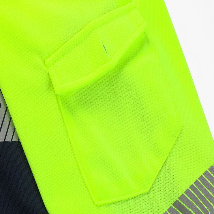 HI VIS Long Sleeve Polo Shirt Reflective Tape Safety Tradie Work Wear Tops