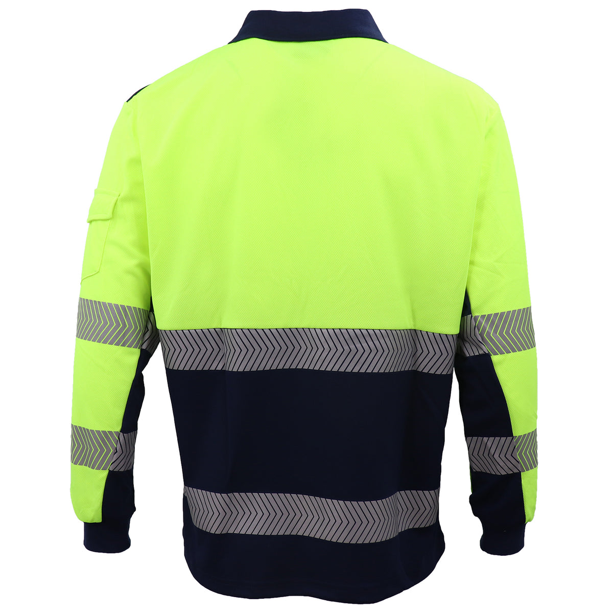 HI VIS Long Sleeve Polo Shirt Reflective Tape Safety Tradie Work Wear Tops