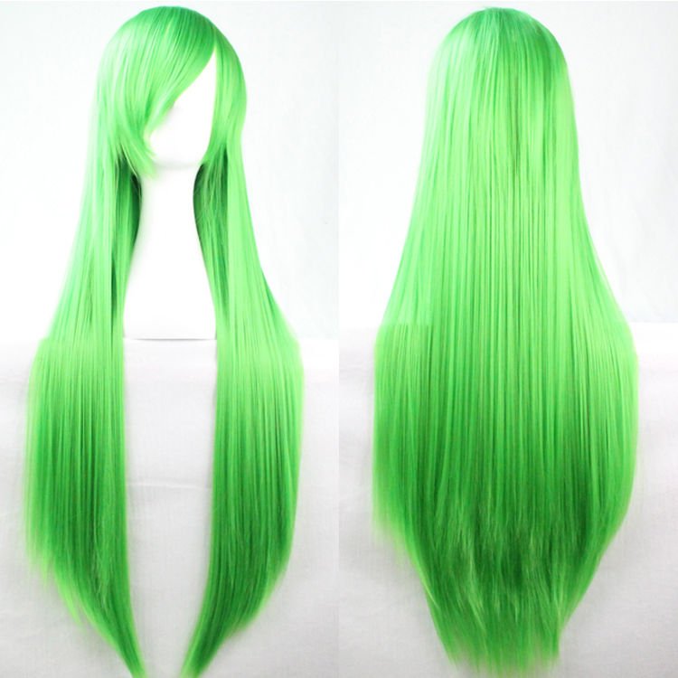 80cm Straight Sleek Long Full Hair Wigs w Side Bangs Cosplay Costume Womens