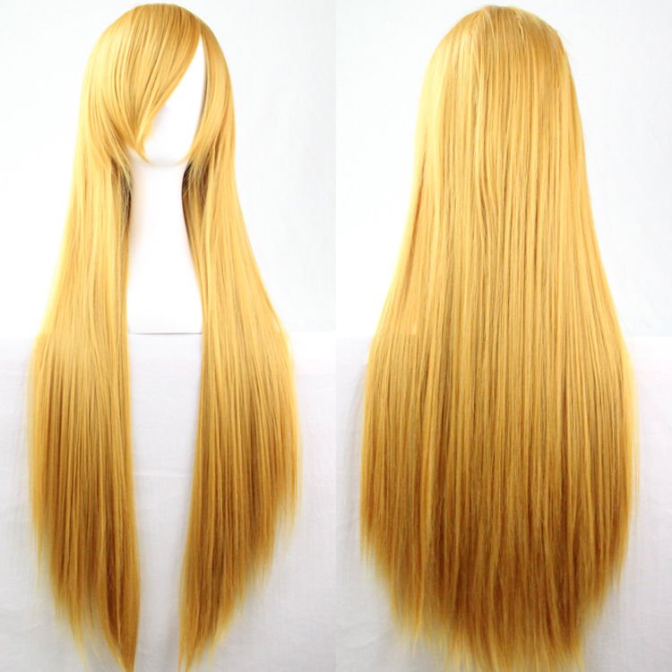 80cm Straight Sleek Long Full Hair Wigs w Side Bangs Cosplay Costume Womens
