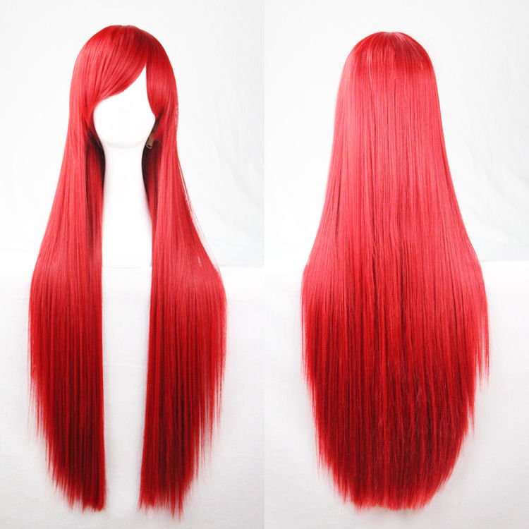 80cm Straight Sleek Long Full Hair Wigs w Side Bangs Cosplay Costume Womens