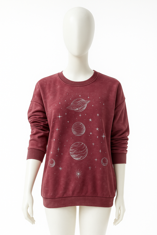 Mineral Wash Graphic Sweatshirt Burgundy XL
