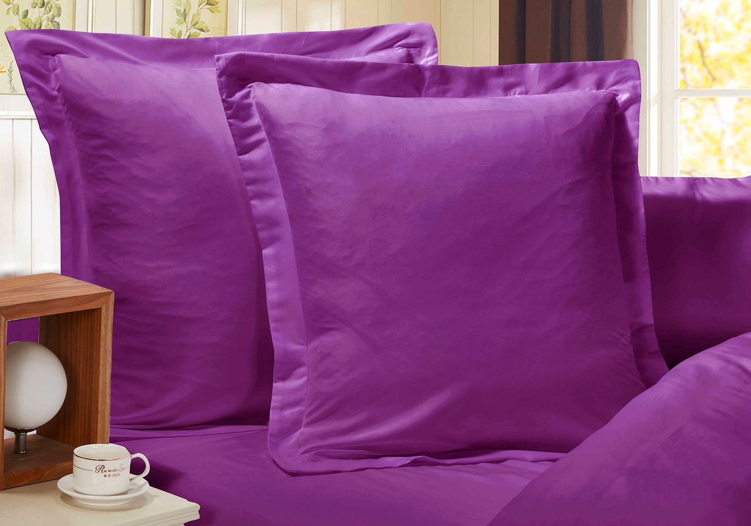 1000TC Ultra Soft European Pillowcases 2 - Pack Purple