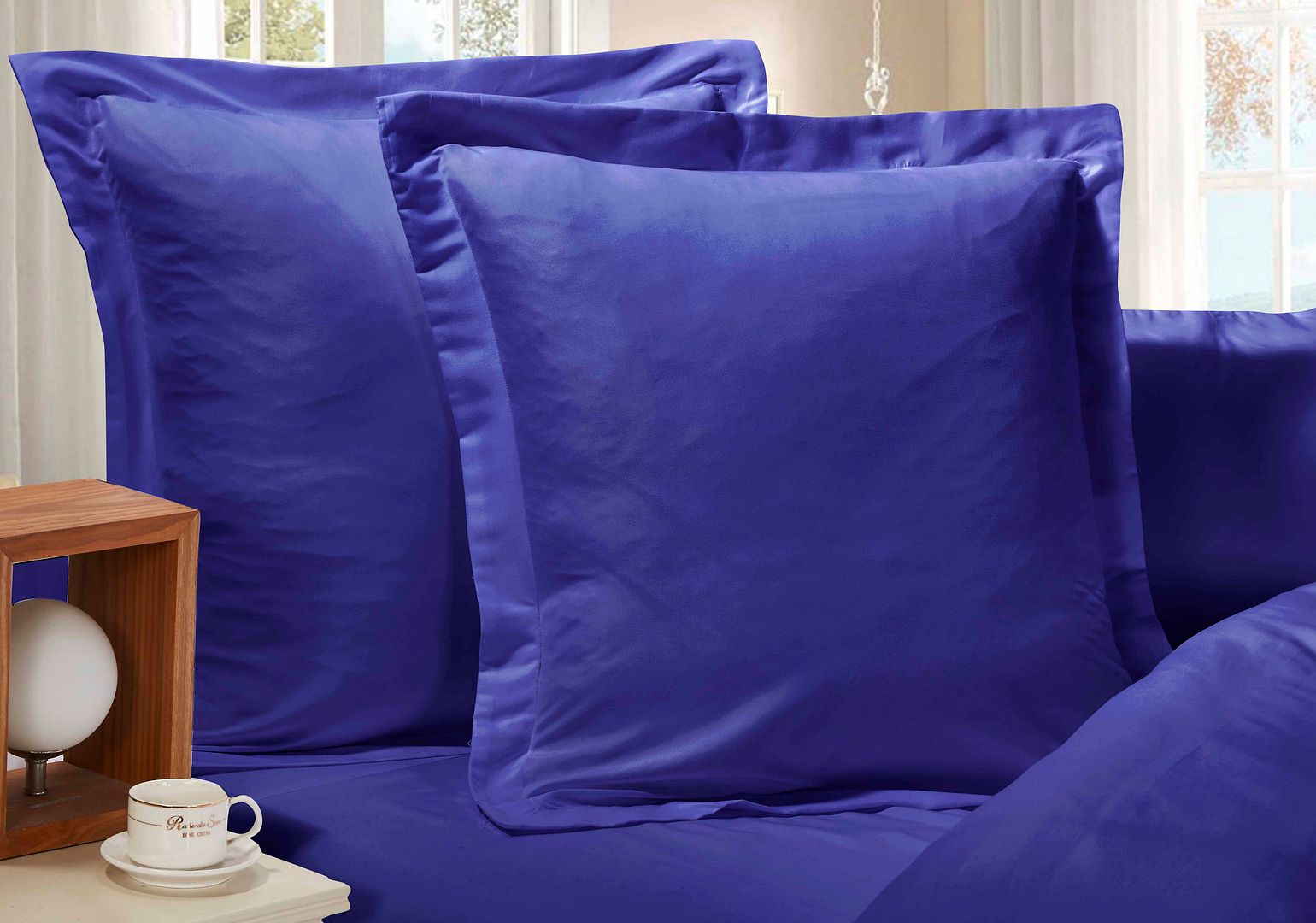 1000TC Ultra Soft European Pillowcases 2 - Pack Royal Blue
