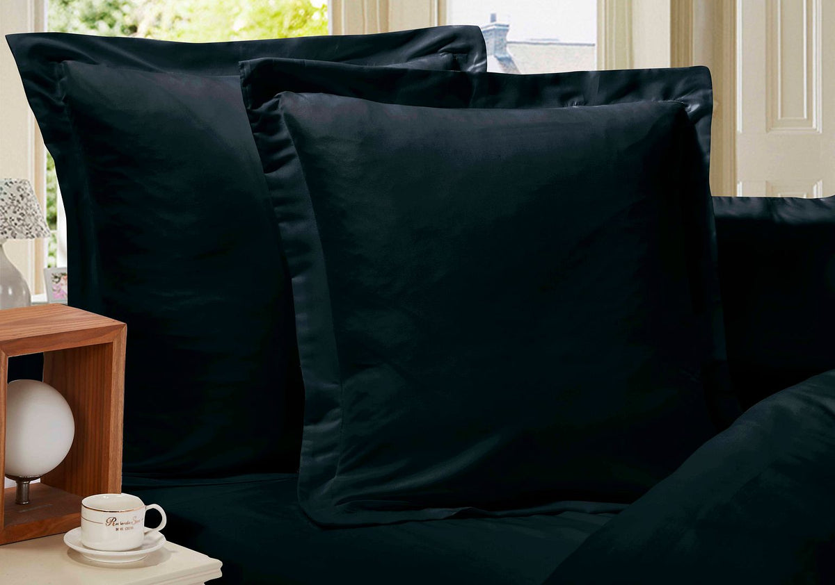 1000TC Ultra Soft European Pillowcases 2 - Pack Black