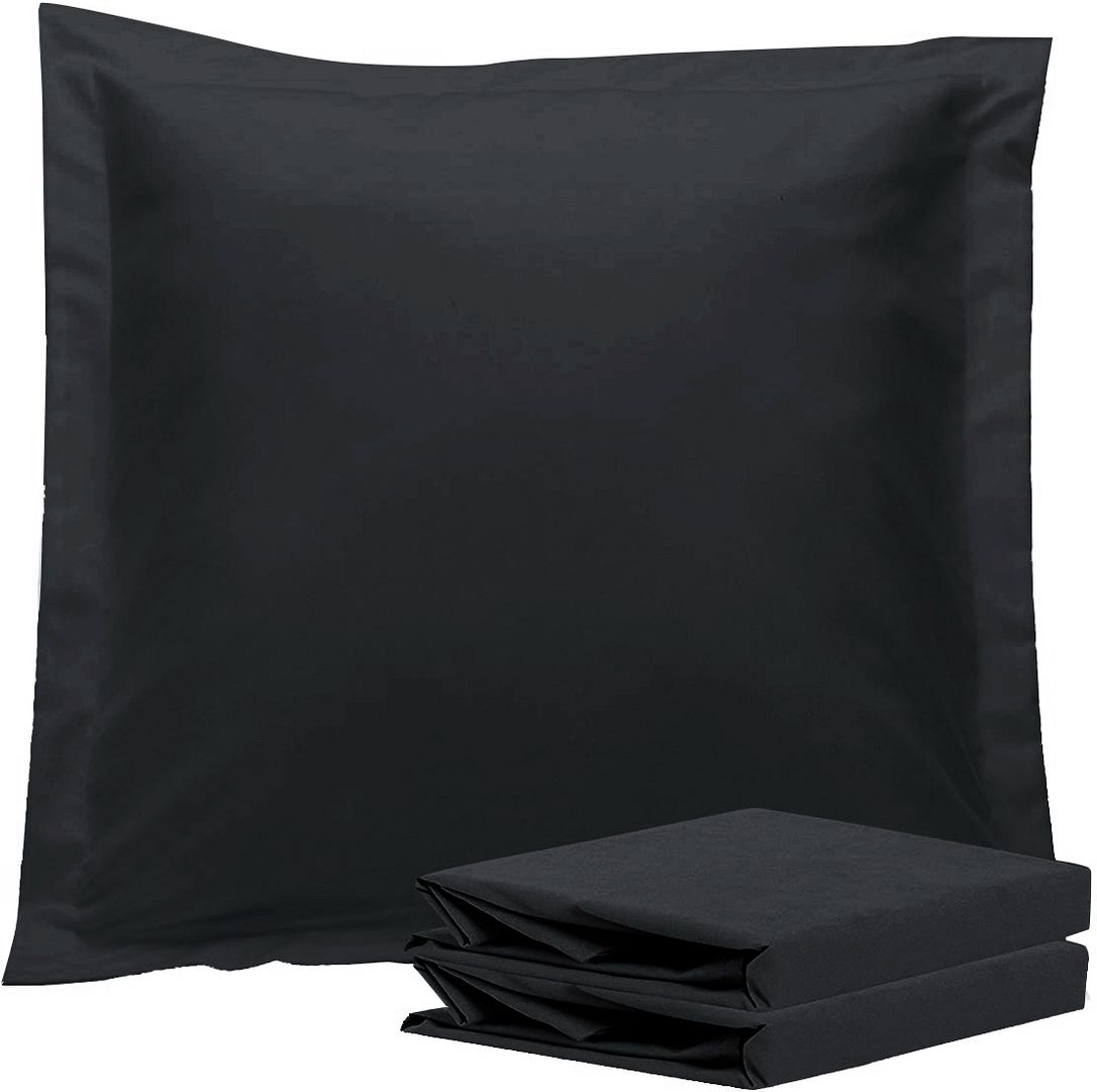 1000TC Ultra Soft European Pillowcases 2 - Pack Black