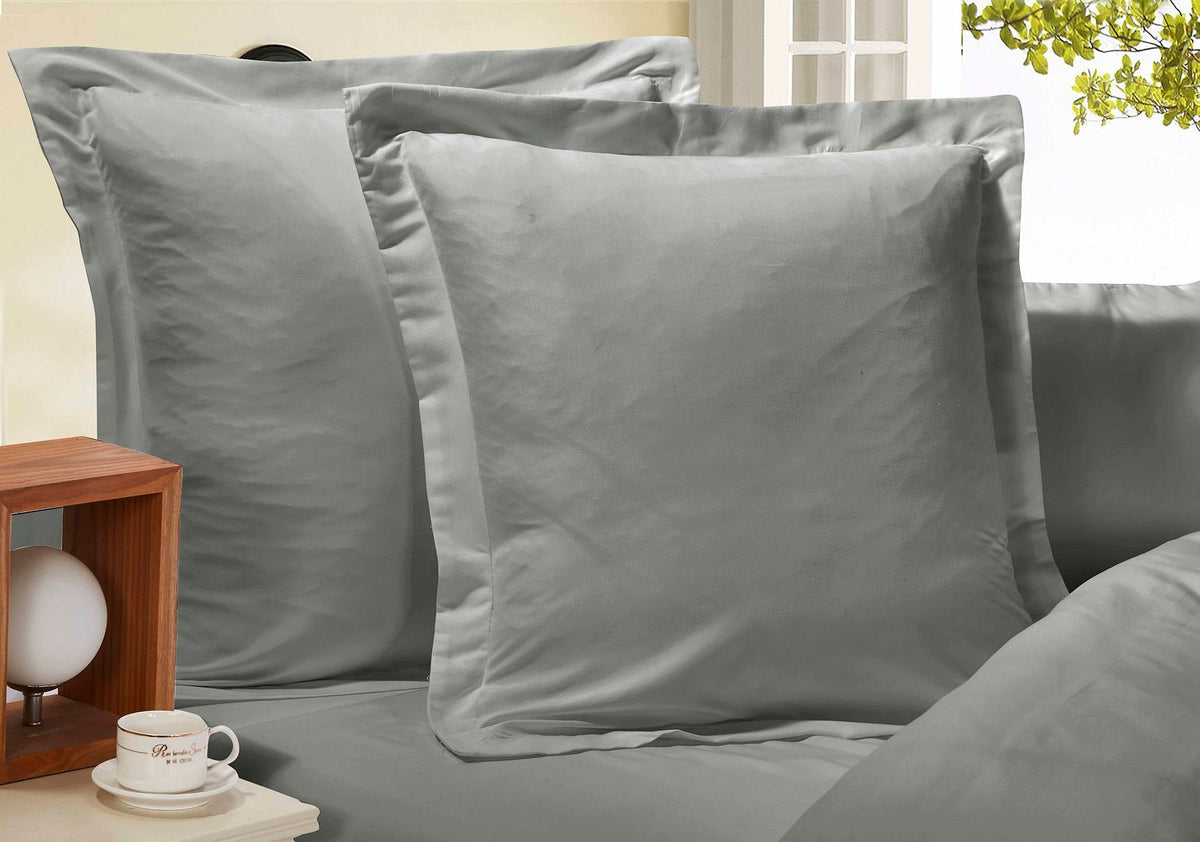 1000TC Ultra Soft European Pillowcases 2 - Pack Grey