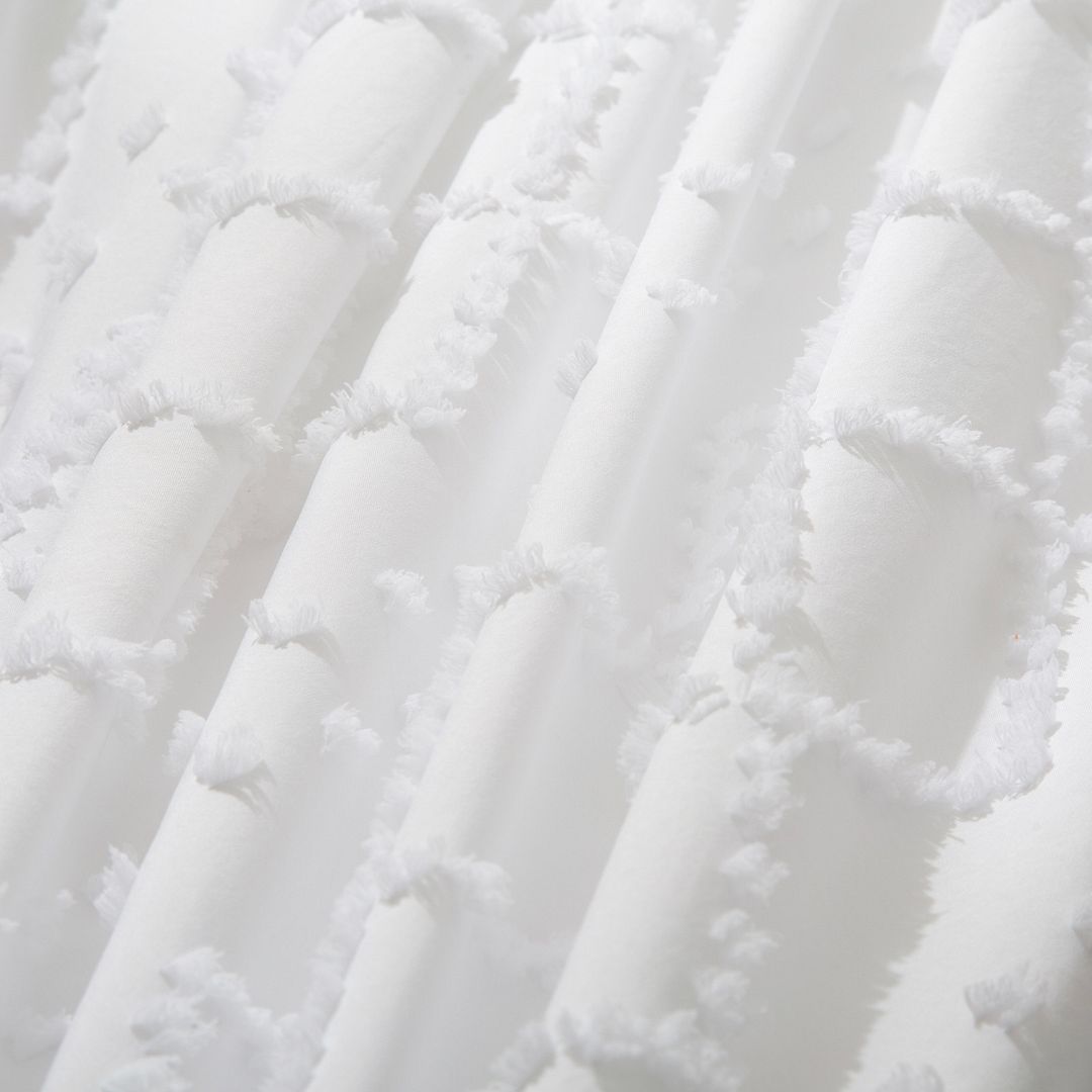 Tufted Boho Embroidery Quilt/Doona/Duvet Cover Set - White - Queen Size